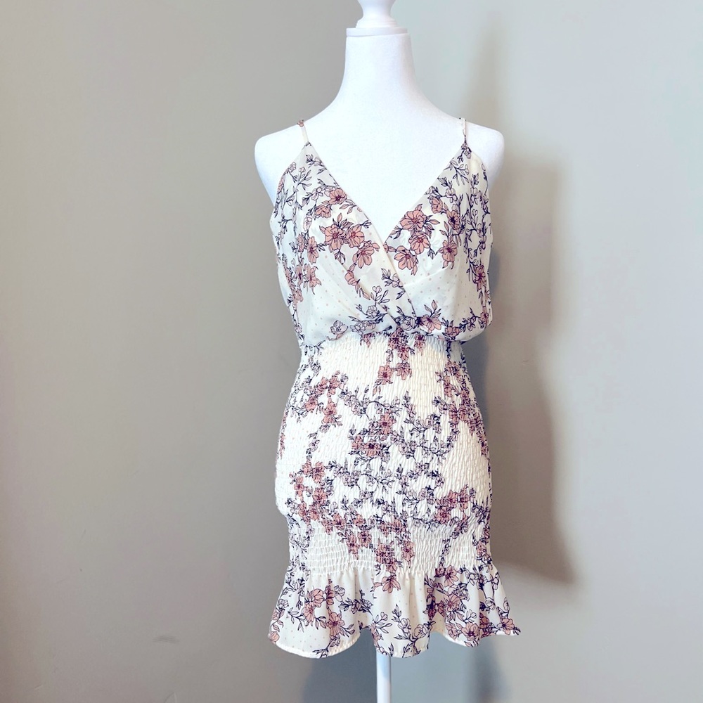 Deep V neck mini dress